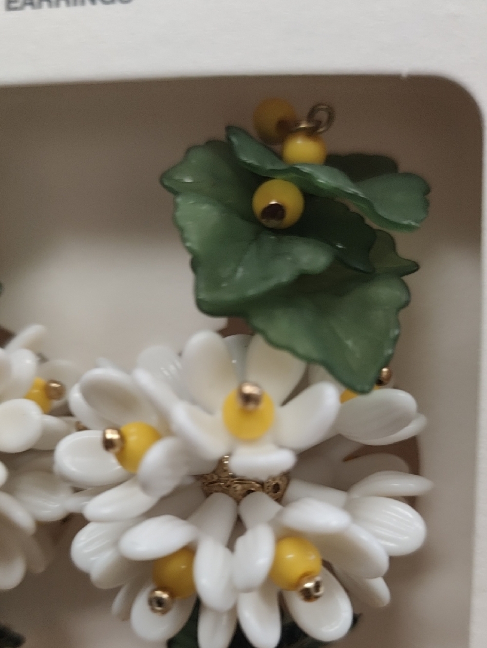 Zara White, Yellow & Green Floral Drop Earrings - Picture 3 of 7